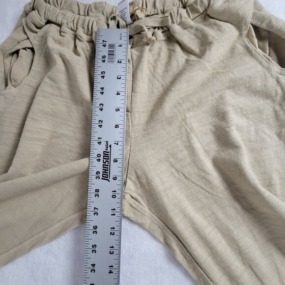 CP Shades Womens Tan Drawstring Jogger Pants Large Cotton Relaxed 8404C-262K New - Picture 7 of 9